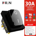 30A/250V Heavy Duty 4 Pin DPST IP67 Sealed Waterproof T85 Auto Boat Marine Toggle Rocker Switch with LED 12V 220V 30x22