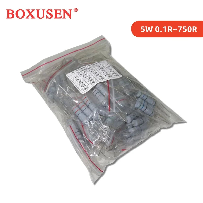 300PCS 150PCS 1W 2W 3W 5W 5% Resistor Kit 30values X 10PCS Carbon Film Resistance 0.1-750 ohm Set 1k-820K 30values X 5PCS
