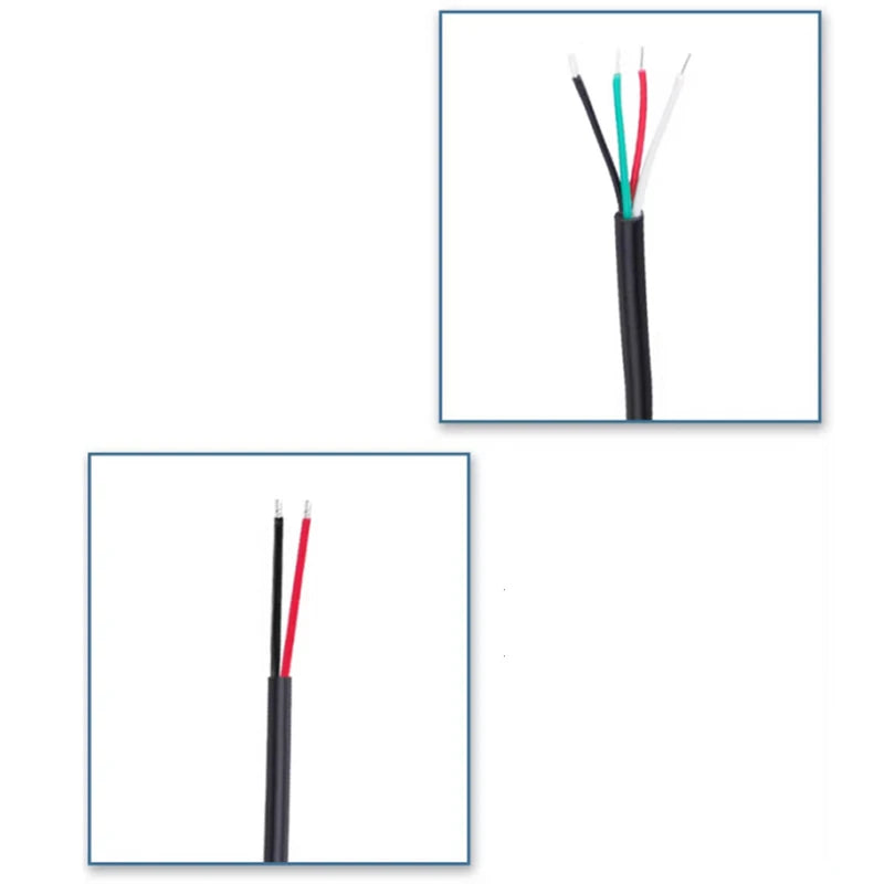 1pcs Micro USB 2.0 Female Jack Android Interface 4 Core 2 Core Male Female Power Data Charge Cable Cord Connector 30CM Cable