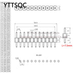50PCS 2.54mm Pitch Pin Header Single Row Male Low Profile L7.5 Breakaway PCB Board Connector Straight Pinheader Plug 1*2P-40Pin