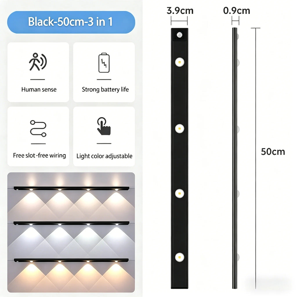 LED Cabinet Light USB Rechargeable Motion Sensor Dimmable LED Night Lamp For Kitchen Wardrobe Closet Home Lighting 20/30/40/50CM