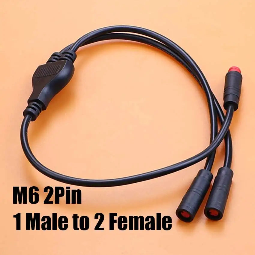 40cm M6 M8 1 Male To 2 Female Splitter Connector 2/3/4/5/6 Pin Waterproof Electric Butt Cable Plug Cord For E-Bike Signal Sensor