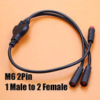 40cm M6 M8 1 Male To 2 Female Splitter Connector 2/3/4/5/6 Pin Waterproof Electric Butt Cable Plug Cord For E-Bike Signal Sensor