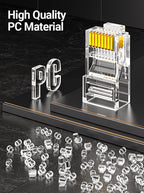 AMPCOM CAT5e RJ45 Connector 8P8C Modular Ethernet Cable RJ 45 Ends Ethernet Cable Crimp Connectors UTP Network Plug