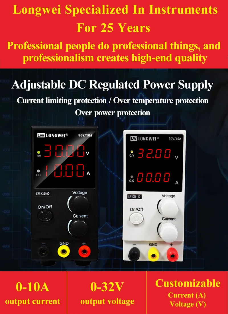 Longwei LW-K3010D 4LED Adjustable DC Power Supply 30V 10A Laboratory Variable Switch Bench Power Supply Stabilized Power Source