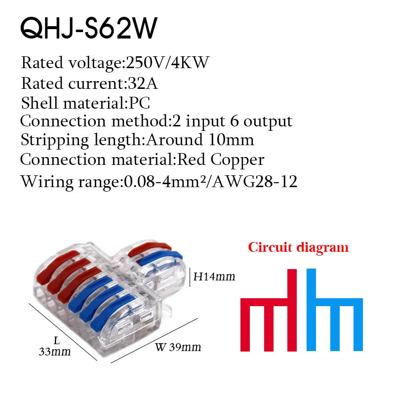 25PCS Electrical Cable Connectors Push-in Quick Terminal Blocks LED Cable Wiring Tool Wire Connectors Rail Installation Model