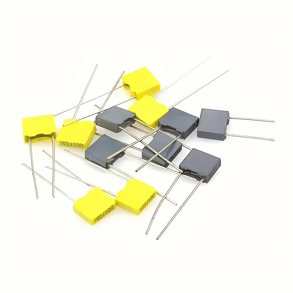 240Pcs Correction Capacitor Assorted Kit 24Values x 10Pcs 63V-100V 102J-105J Polypropylene Safety Plastic Film Capacitors