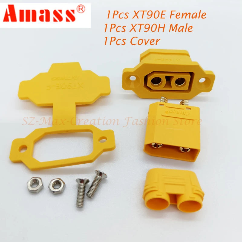 Original Amass XT90E-F Battery Connector XT90E Female Plug Gold-plated XT90 Mountable Connector Plug  Yellow Socket
