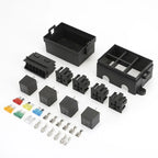 12V/24V 40A 4/5 Pin 6-Way Fuse Relay Box, 4 Relay Holder Standard ATO Fuse Block with Free Assembly for Car Motorcycle