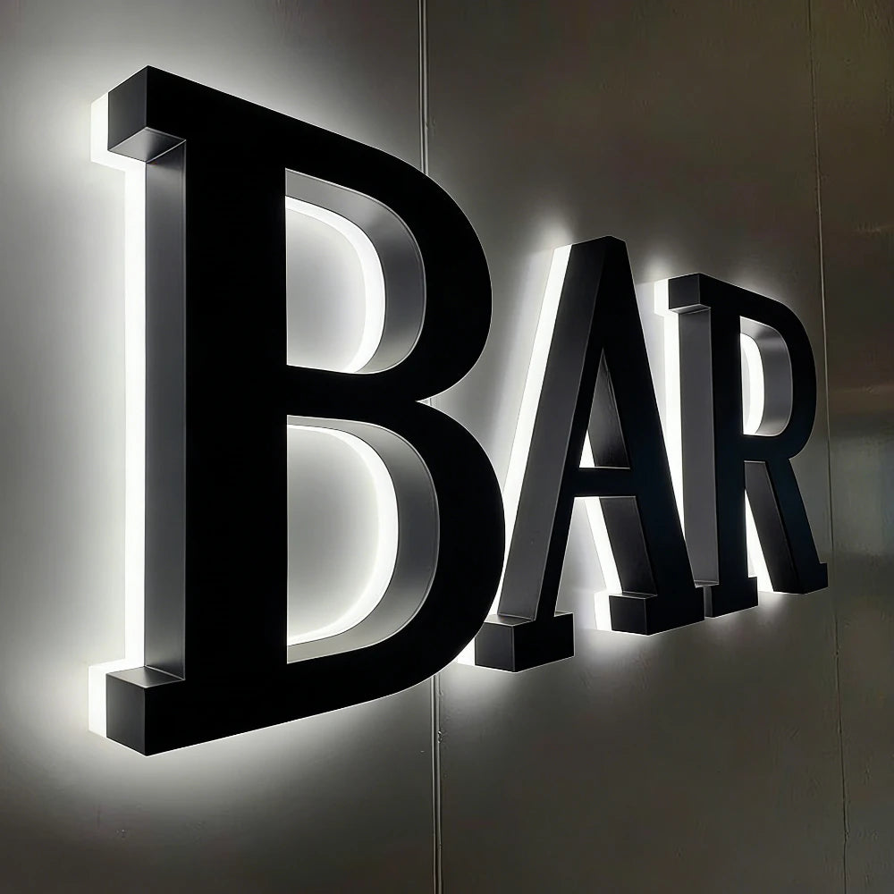 3D Custom Luxury LED Luminous Acrylic Metal Wall Letters - Business Logo Signboard for Cafe Wall Decor & Commercial Advertising