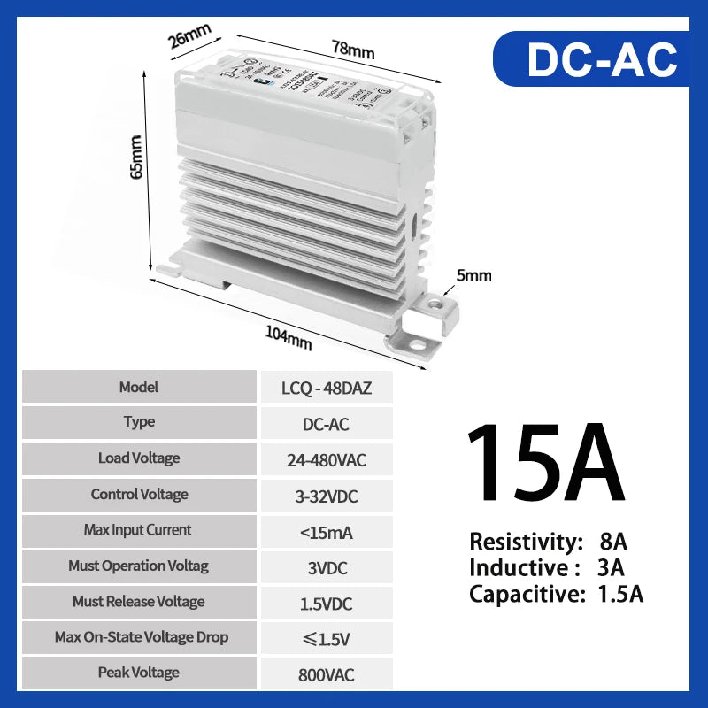LCTC Solid State Relay DIN Installation DC-AC AC-AC DC-DC Single-Phase Relay With Radiator 10a15a25a40a SSR