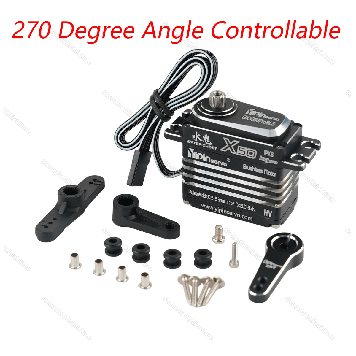GX Yipin X50 Pro 50KG HV Servo Waterproof IPX8 Digital Brushless Motor for 1/8 1/10 RC Cars/Crawlers 25T Metal Arm Gear 180/270