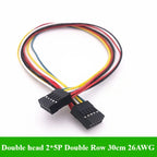 2.54MM Double Row DUPONT LINE Connector Plug With Wire Jumper Cable 30cm 26AWG 2*2/3/4/5/6/7/8/10 PIN Female Single/Double head