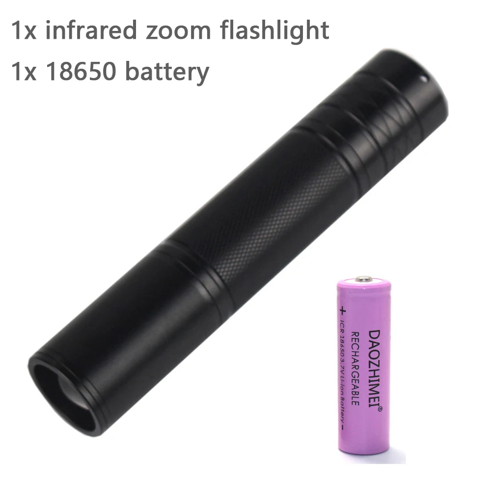 850nm/940nm IR Flashlight Infrared Illuminator Hunting Adjustable Focus Flashlight Night Vision Zoomable LED Infrared Torch