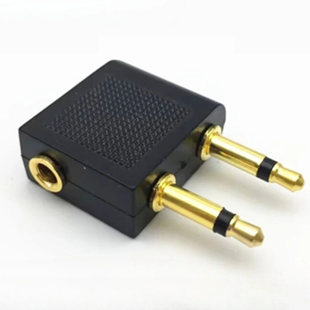 2PCS 3.5mm Airline Airplane Headphone Jack Audio Adapter Gold Plated Travel Earphone Connector for In Flight Entertainment