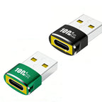 Black /Green 100W PD USB to Type-C OTG Adapter - USB-C Female to USB-A Male