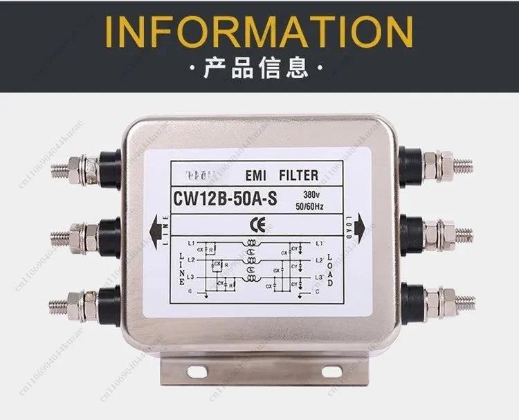 CW12B-60A-S EMI Filter, 380V Three-phase 3/4-wire AC Anti-interference Filter for Servo and Inverter