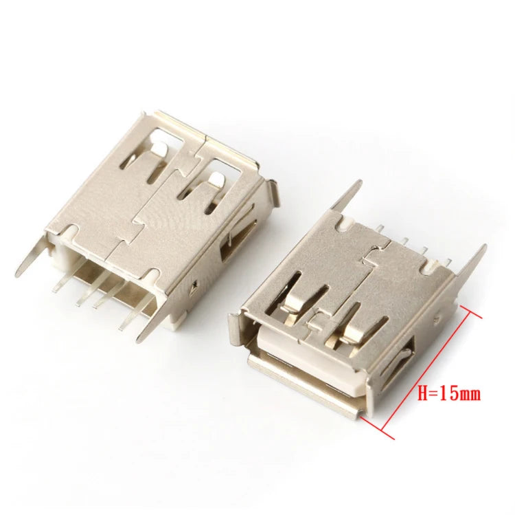 10Pcs USB 2.0 4Pin A Type Female Socket Connector G54 2 Feet 90/180 Degree Data Transmission Charging USB Connector