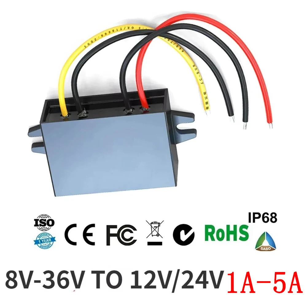 8-36V to 12V 24V 1A-5A Voltage Stabilizer Step-down/up Car Boat Power Supply Buck Boost DC Converter Voltage Regulator 30V 3a