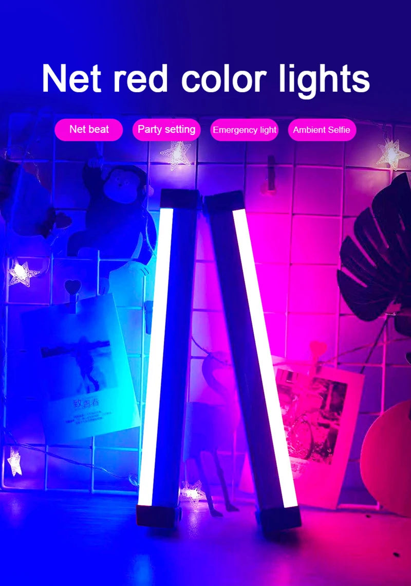 Colorful LED Night Lamps RGB Atmosphere Fill Light Rechargeable Bedroom Photography Lighting Room Decor Luz De Preenchimento New