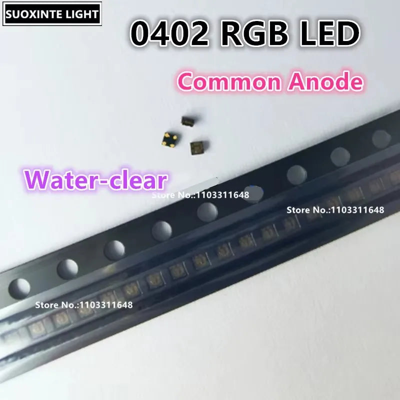 Highlight 0402 RGB SMD LED, Common Anode/Common Cathode, Water-clear, 1010 Full Color Red-Green-Blue 0404 Lamp Beads