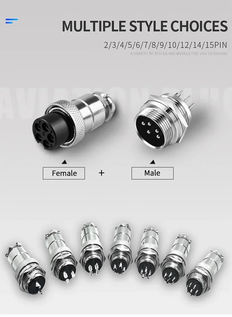 5pcs GX12 Aviation Connector 2 3 4 5 6 7 Pin Male Female M12 Connector Aviator Plug Socket