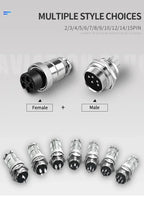 5pcs GX12 Aviation Connector 2 3 4 5 6 7 Pin Male Female M12 Connector Aviator Plug Socket
