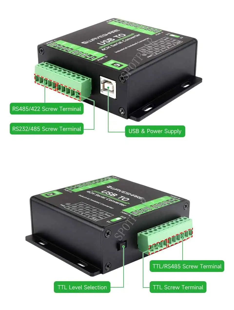Industrial Converter USB TO 4CH RS232/485/422/TTL Serial UART FT4232HL