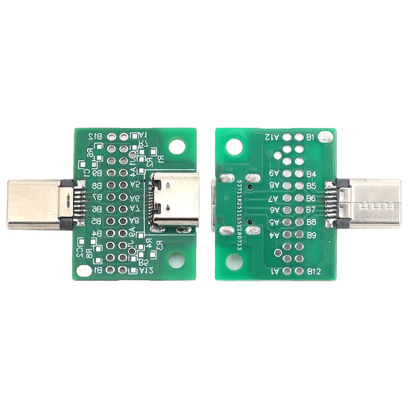 TYPE-C Rotating Mother Test Board USB2.0 Data Male Female Adapter Board 16P Earphone Cable Extension with Solder Pad