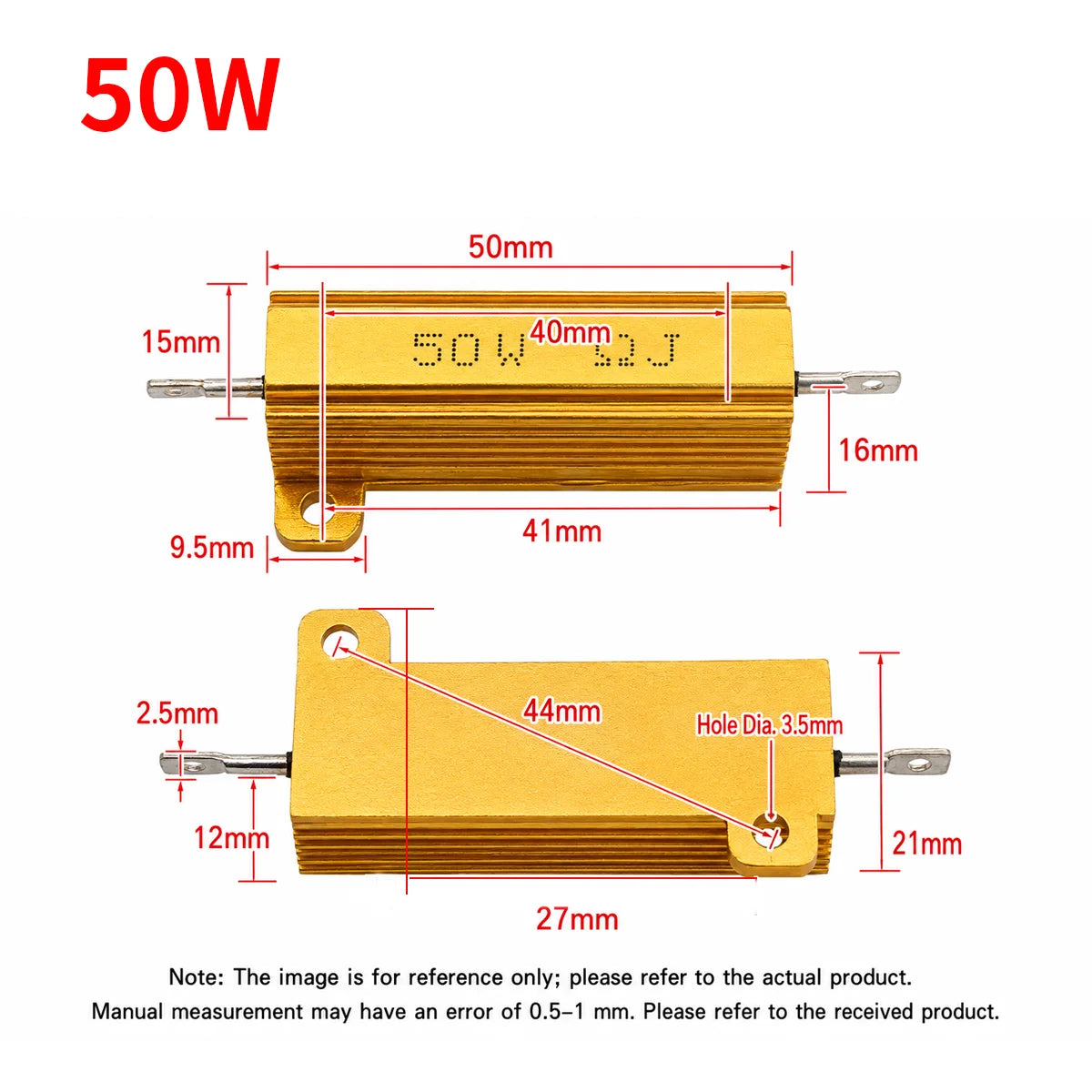 10PCS RX24 Aluminum Case Power Resistor 5W 10W 25W 50W 100W 0.1R-10KΩ High Power Wirewound Resistor Heat Sink