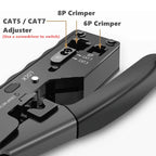 ZoeRax RJ45 Crimp Tool Ethernet Crimping Tool Wire Cutter Crimper for Cat7 Cat6a Cat6 Cat5e Pass Through Connectors