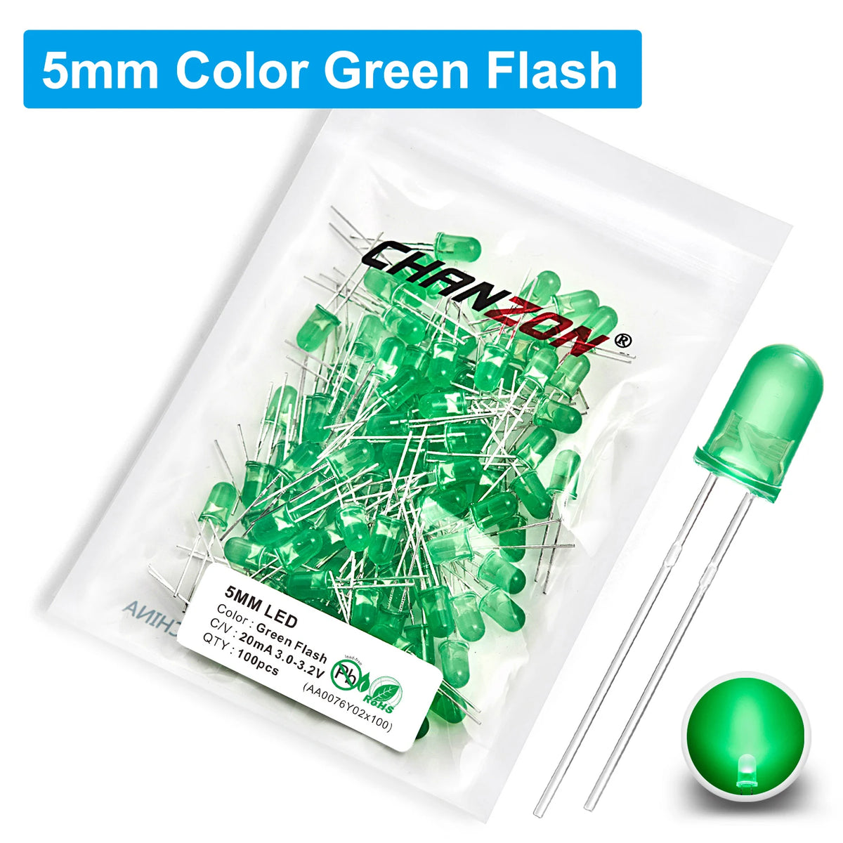 100Pcs 3mm 5mm Led Diode Flashing White Red Green Blue Yellow RGB Fast Slow Flash Diffused Clear Color Changing Light Emitting
