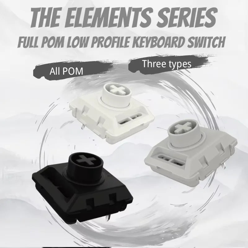 Kailh Full POM Mini Switch Low-profile Mechanical Keyboard Clicky Tactile Linear Hide Mountain Black Cloud White Rain 1353Hitbox