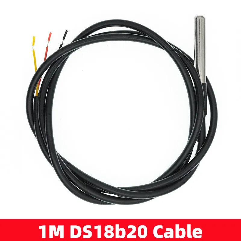 DS18B20 Temperature Sensor Module Kit Waterproof 100CM Digital Sensor Cable Stainless Steel Probe Terminal Adapter For Arduino