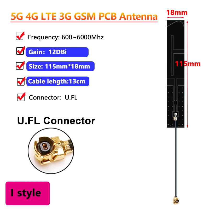 10PCS OEM Full Band 5G 4G LTE 3G GSM 600~6000Mhz WIFI built in PCB FPC Antenna Wifi antenna omnidirecational IPX/U.FL connector
