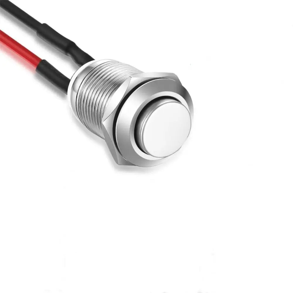 5pcs 12mm Momentary Push Button Switch Silver Shell with pre-Wiring, IP65 Waterproof Push Button Switch,Stainless Steel Normally