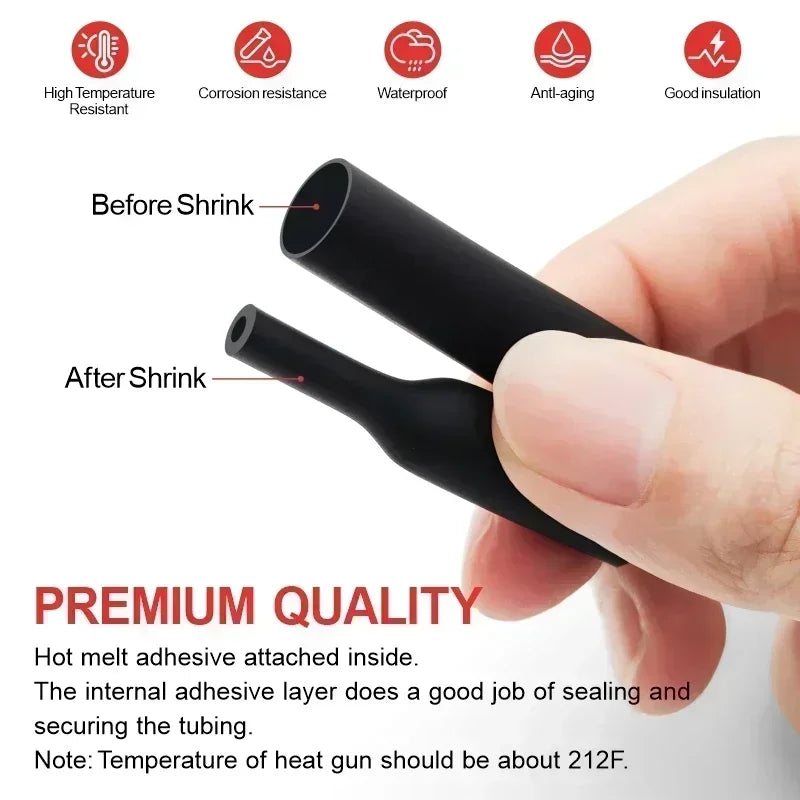 DIY Repair Heat Shrink Tube Assortment 3:1&4:1 Dual Wall Adhesive Flame Retardant Insulator For All Kinds Electrical Wire Cable