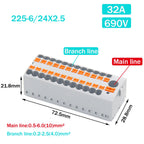 Wire Electrical Connectors PTFIX 2.5mm Wire Merging And Branching Device Push-in Terminal Block Connector Mount On Din Rail