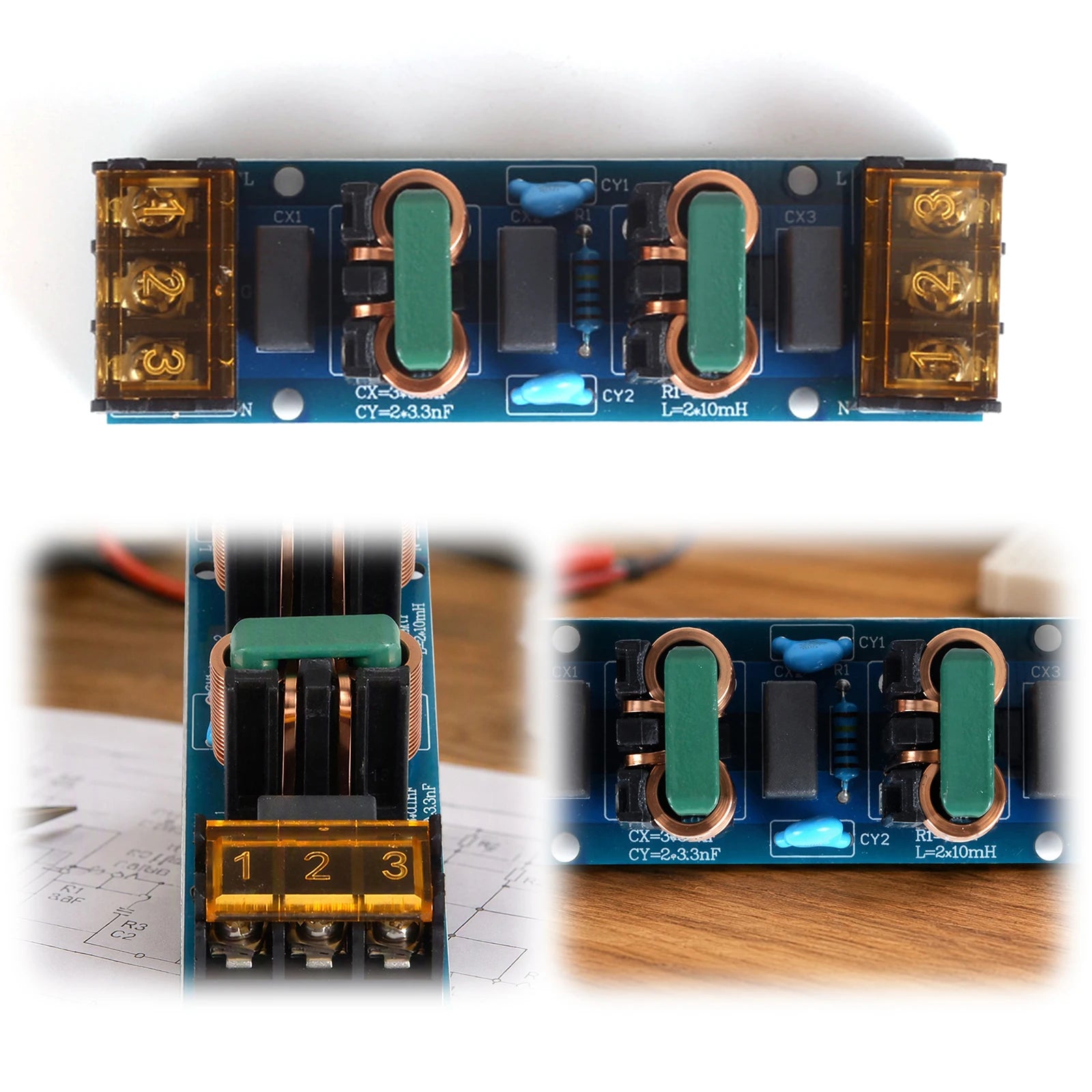 AC 50/60Hz 25A EMI Power Line Filter Noise Suppressor Audio Power Purifier PCB Module Common Mode Interference Suppression Unit