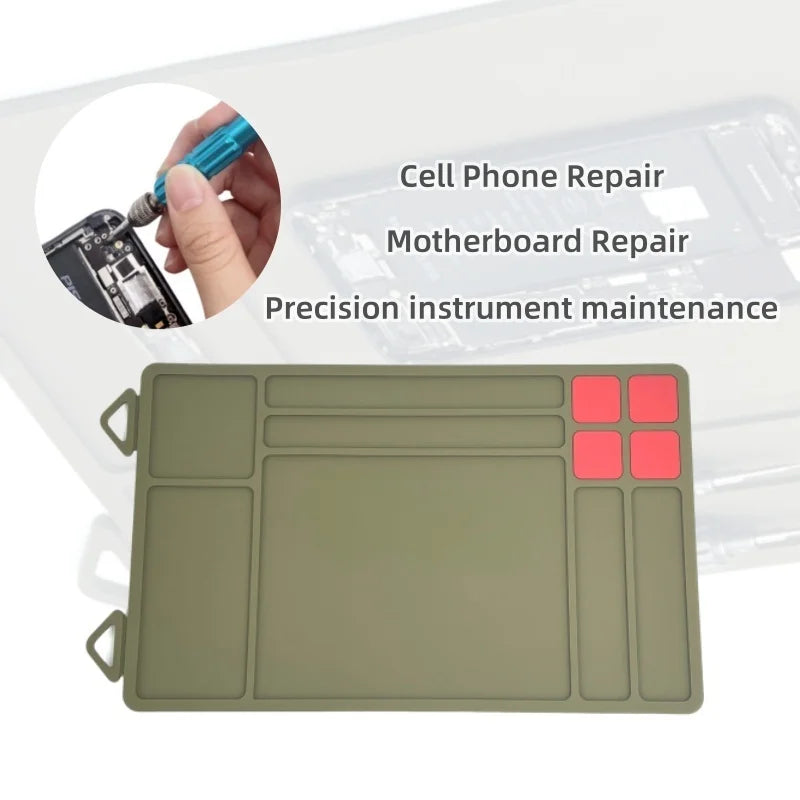 Large Silicone Soldering Mat Heat Resistant 932°F Repair Workstation Pad with Magnetic Parts Tray Anti-Static ESD Safe Desk Mat