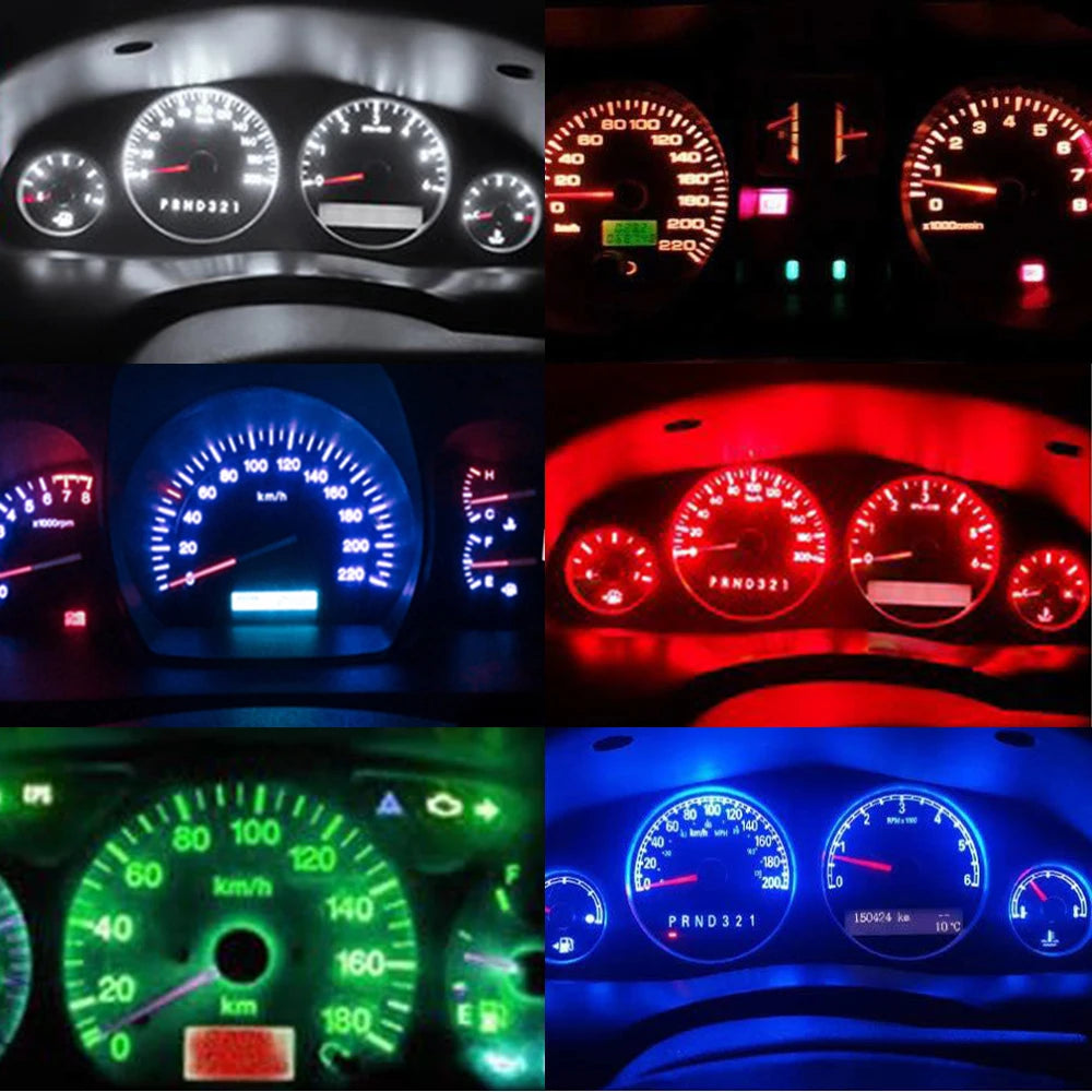 10Pcs Car Lights 5050 Gauge LED Indicator Bulbs Dashboard Side Interior Dash Lights T5 B8.5D 1SMD Car Accessories White Blue