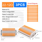 Quick Butt Lever Crimp Terminals Wire Connectors 2-12 Way With Fixing Holes Push-In Universal Compact Electrical Terminal Block