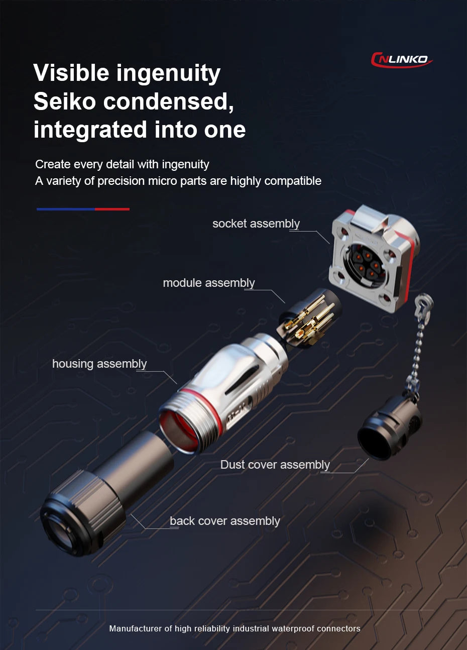 CNLINKO Waterproof Industrial BD20 Aviation Connector 2 3 4 5 7 9 12 14 Pin Plug and Socket Panel Mount Metal Wire Connectors