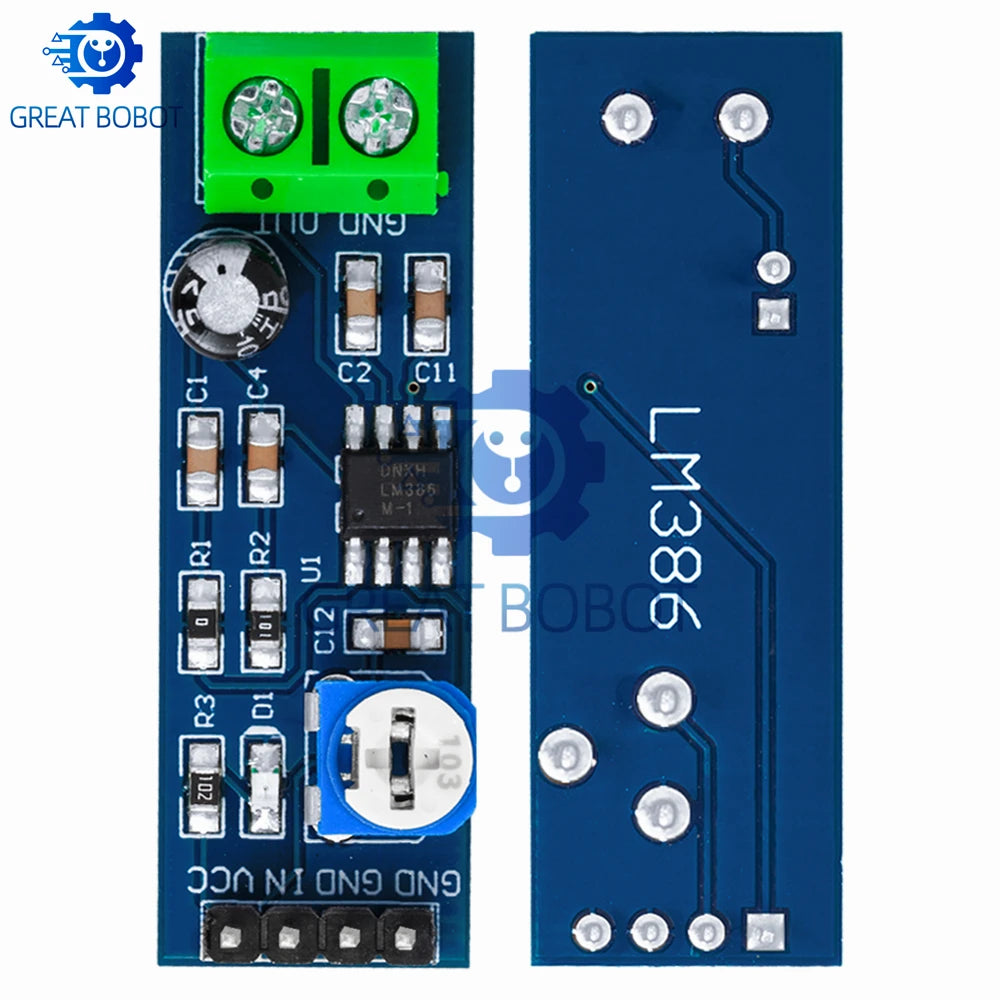 BS 1PCS LM386 Audio Amplifier Module - 200 - fold Amplification, 5V - 12V Input, 10K Resistance Included