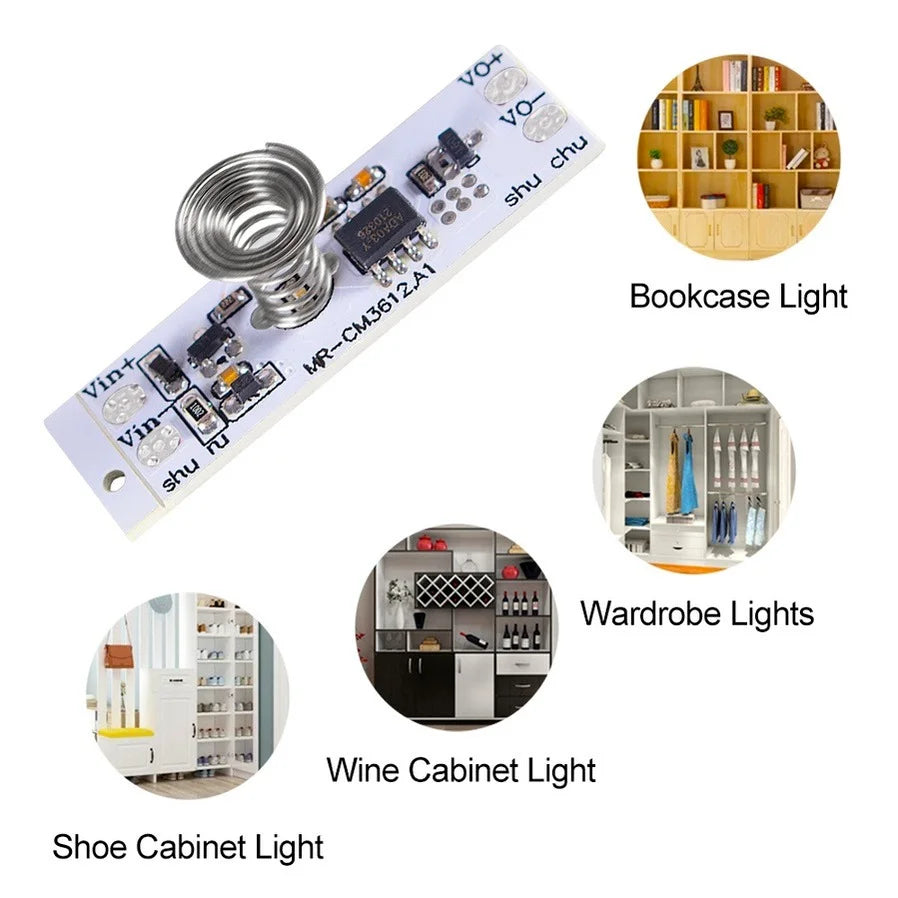 DC 12V Capacitive Touch Sensor Switch Coil Spring Switch LED Dimmer Control Switch 9-24V 30W 3A for Smart Home LED Light Strip