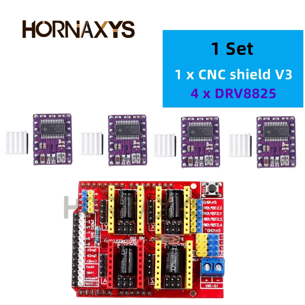 CNC Shield V3 Engraving Machine 3D Printe+ 4pcs DRV8825 Or A4988 Driver Expansion Board For Arduino + UNO R3 With USB Cable