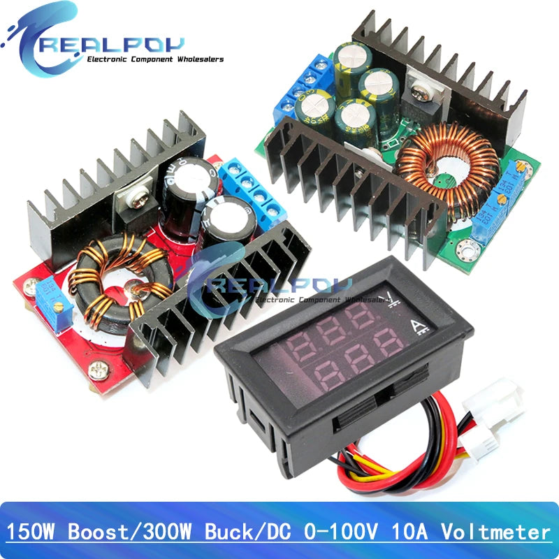 DC 9A 300W 150W Step Up Boost Converter Step Down Buck Power Supply Module DC 0-100V 10A Digital Voltmeter Ammeter Dual Dual