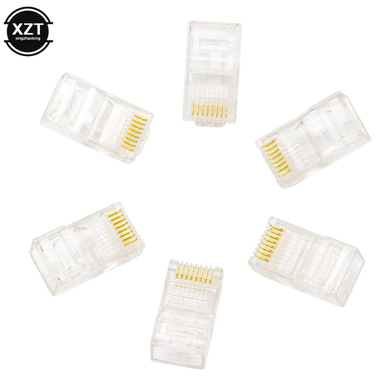 50/100 Pieces 8P8C RJ45 Clear Pass Through Connectors Modular Plug for Network CAT5 LAN Professional and High Quality