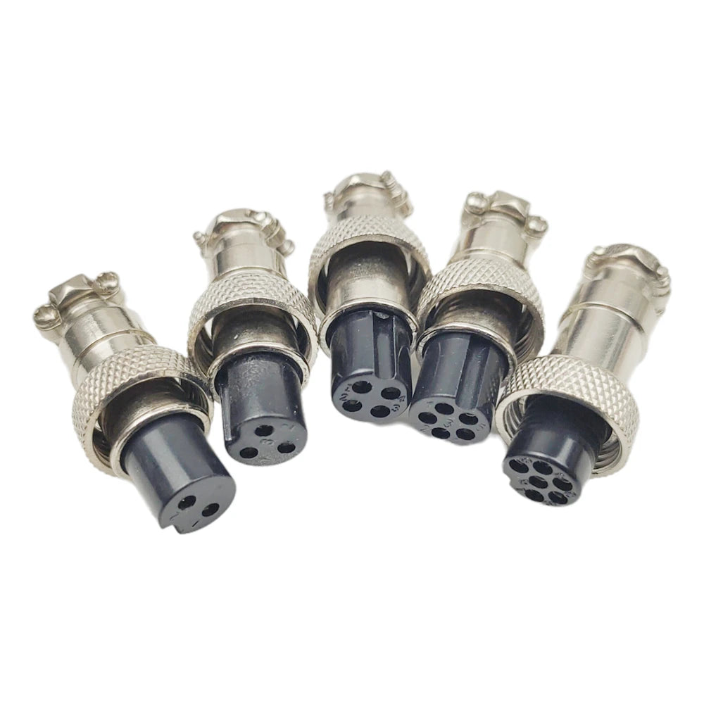 2/5 Pcs GX12 Aviation Connector Female Panel Mount Socket, 2/3/4/5/6 Pin Circular Wire Plug