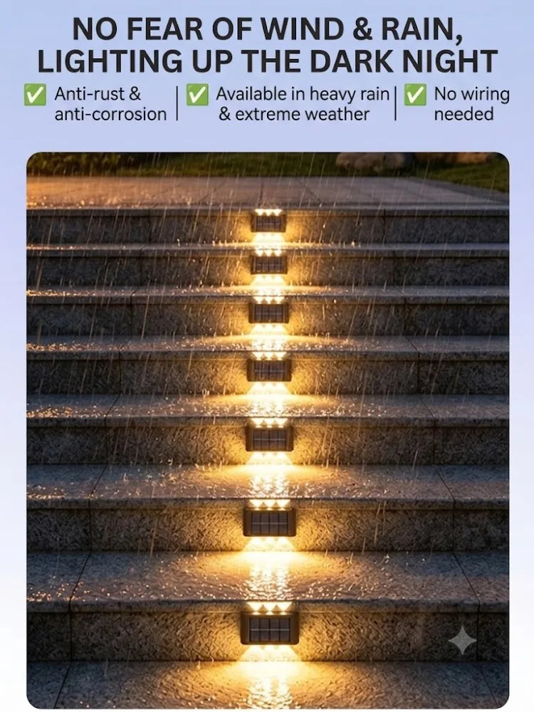 Solar Wall Wash Lamp Outdoor Garden Fence LED Sensor Wall Light Ambient Light Step Lighting